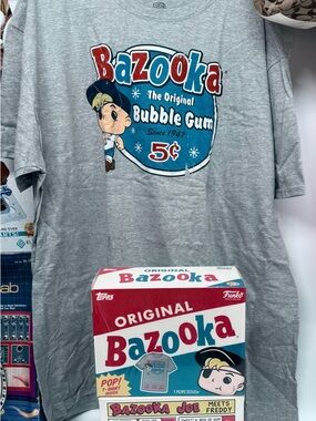 Funko Gray T-Shirt with Red & Blue Bazooka Graphic new in collector sealed box